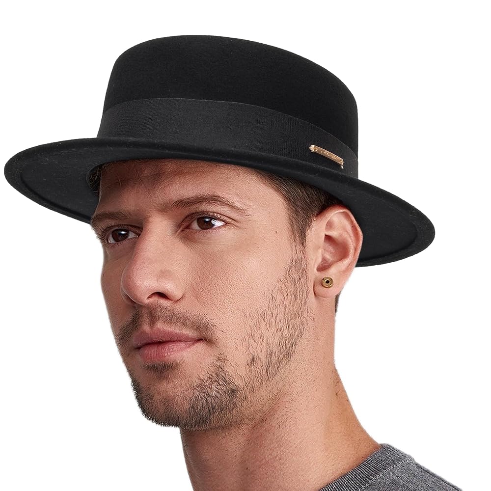 pork pie hat original Burn processing ① Amazon.com: Unisex Classic Wool Pork Pie Hat, Felt Porkpie