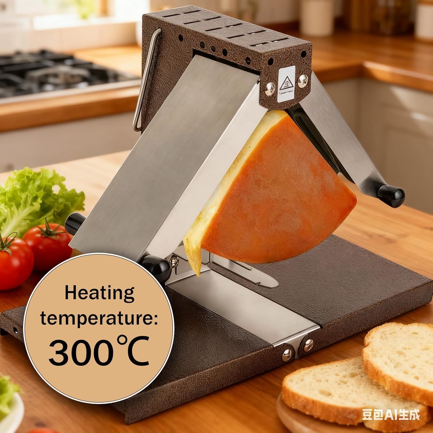 Electric Raclette Cheese Melter, Commercial Cheese Melting Machine, Blocks & Wedges, Adjustable Foldable Design, for Versatile Menu Options, Home & Restaurants