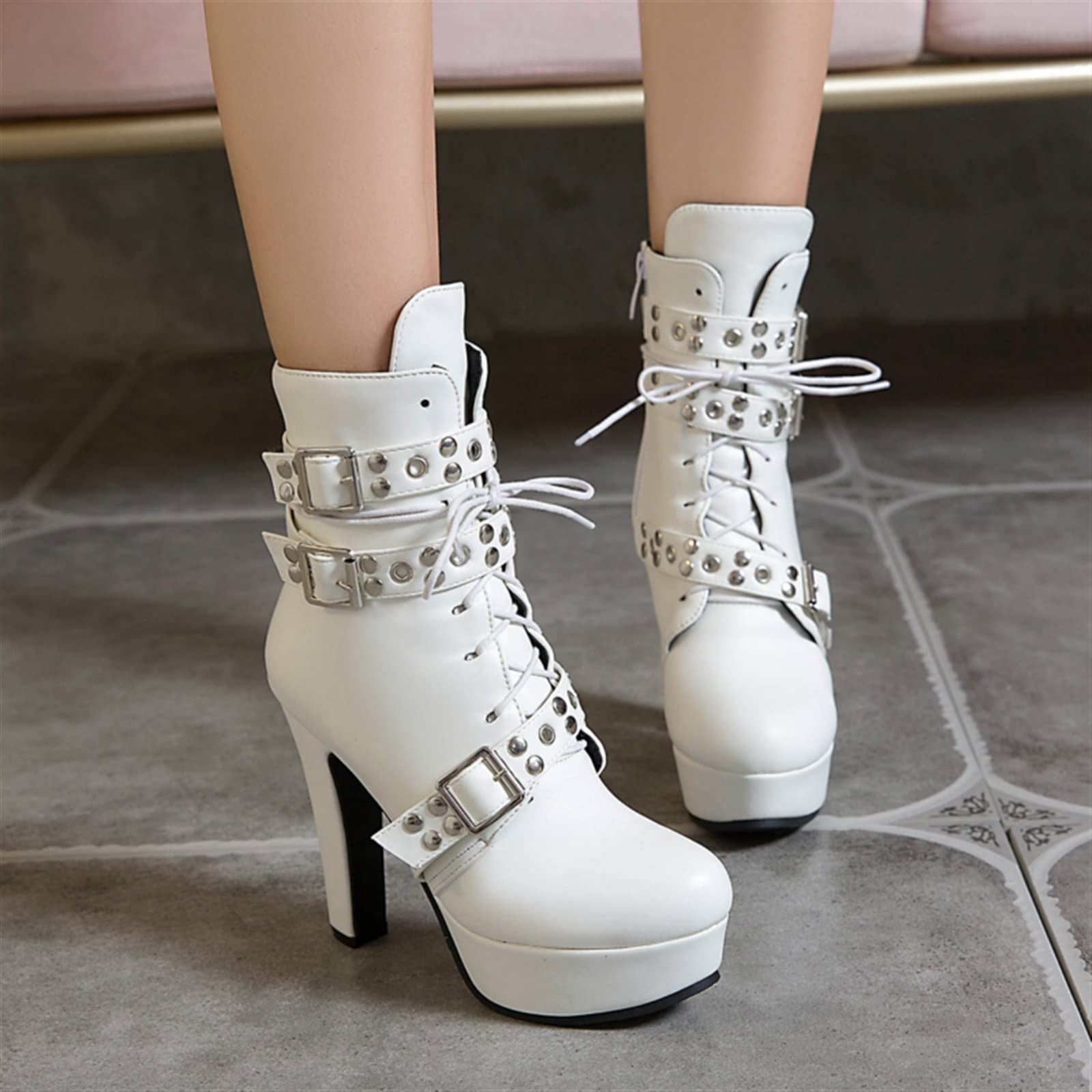 Amazon.com: ZHTAISOU Boots Women's Chunky High Heels Ankle Boots