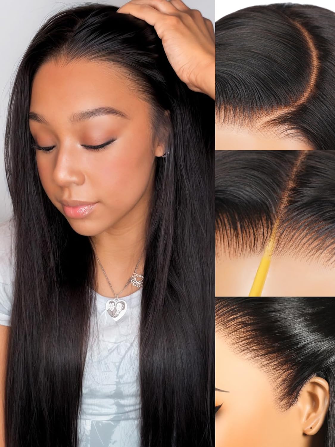 CurlCOO 13x6 Lace Front Wigs Human Hair 210% Density Glueless Wigs Human Hair Upgraded Ear-to-Ear Pre Plucked Pre Cut Pre Bleached Beginner Friendly