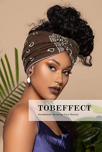 Miniatura 6 de Tobeffect Diademas anchas para mujer, diademas bohemias extra anchas de 7 pulgadas, diademas elásticas para el cabello, bufanda, accesorios para el