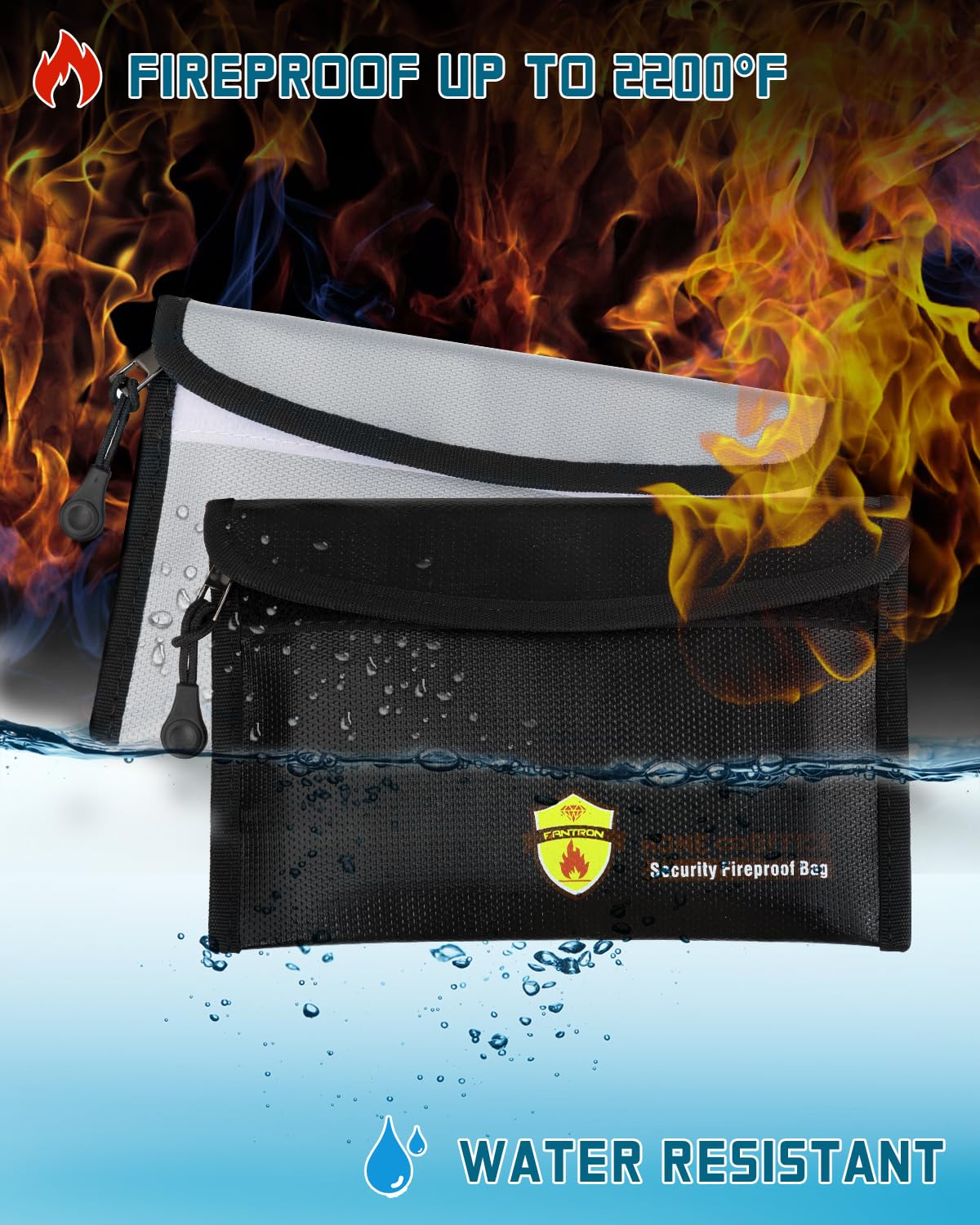 BALAPERI Fireproof Document Bag (2000℉) With Two Pockets - View #4