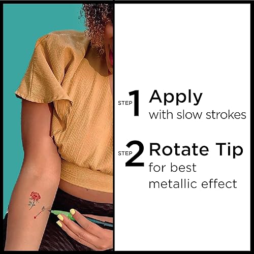 Miniatura 5 de BIC BodyMark - Paquete de expansión temporal de tatuaje para piel, punta de pincel premium, paquete de 6 unidades de colores y plantillas surtidos,