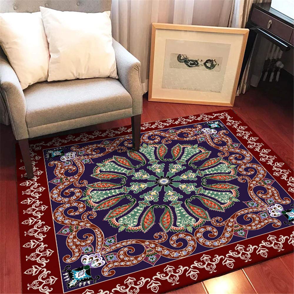 Tapis bohème salon multicolore et fleurs pour déco chambre et table basse 40x120cm