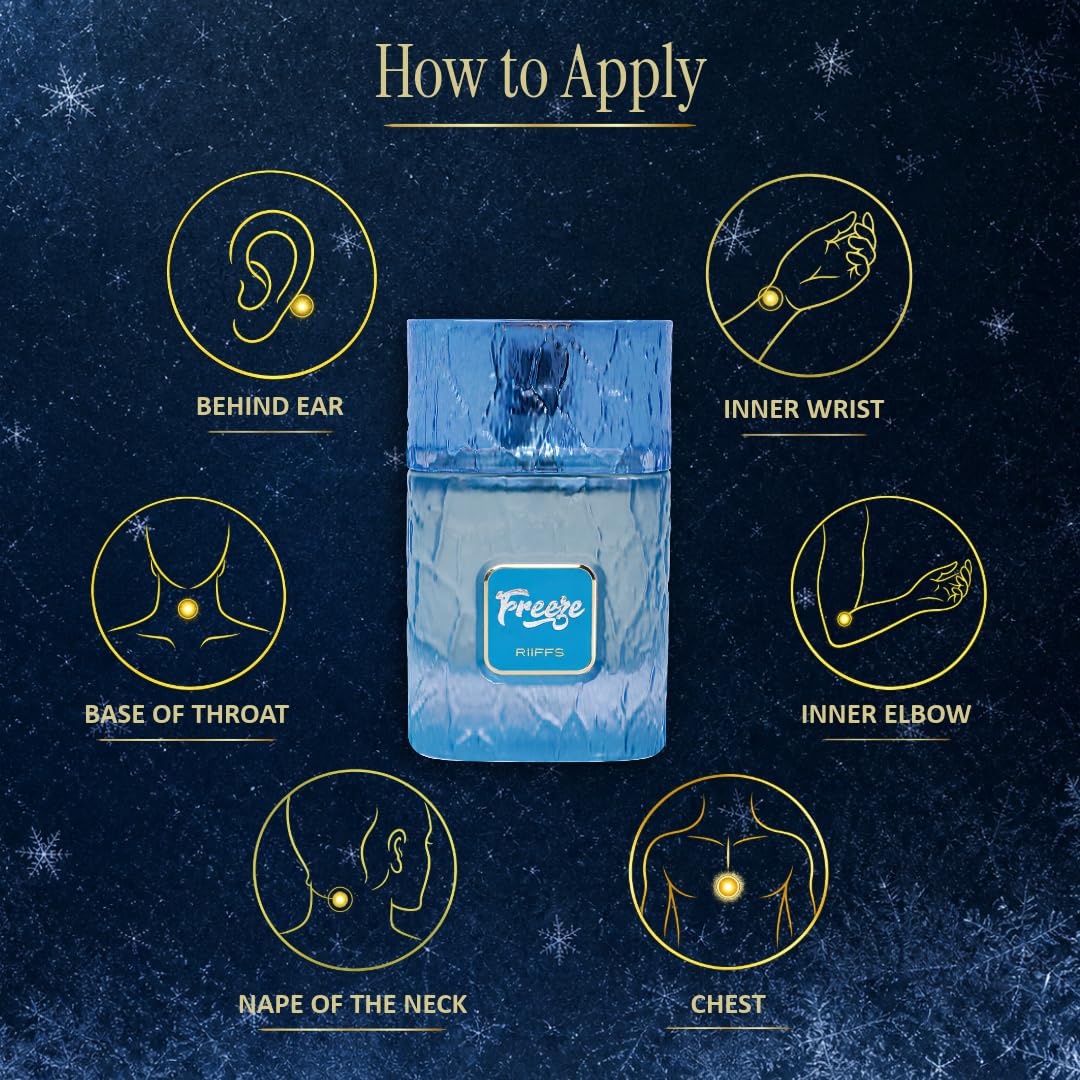 RiiFFS Freeze wyciąg z perfum, 100 ml, długotrwały zapach unisex, świeży zapach cytrusów, mięty i bursztynu, zapach premium dla mężczyzn i kobiet, woda perfumowana w sprayu