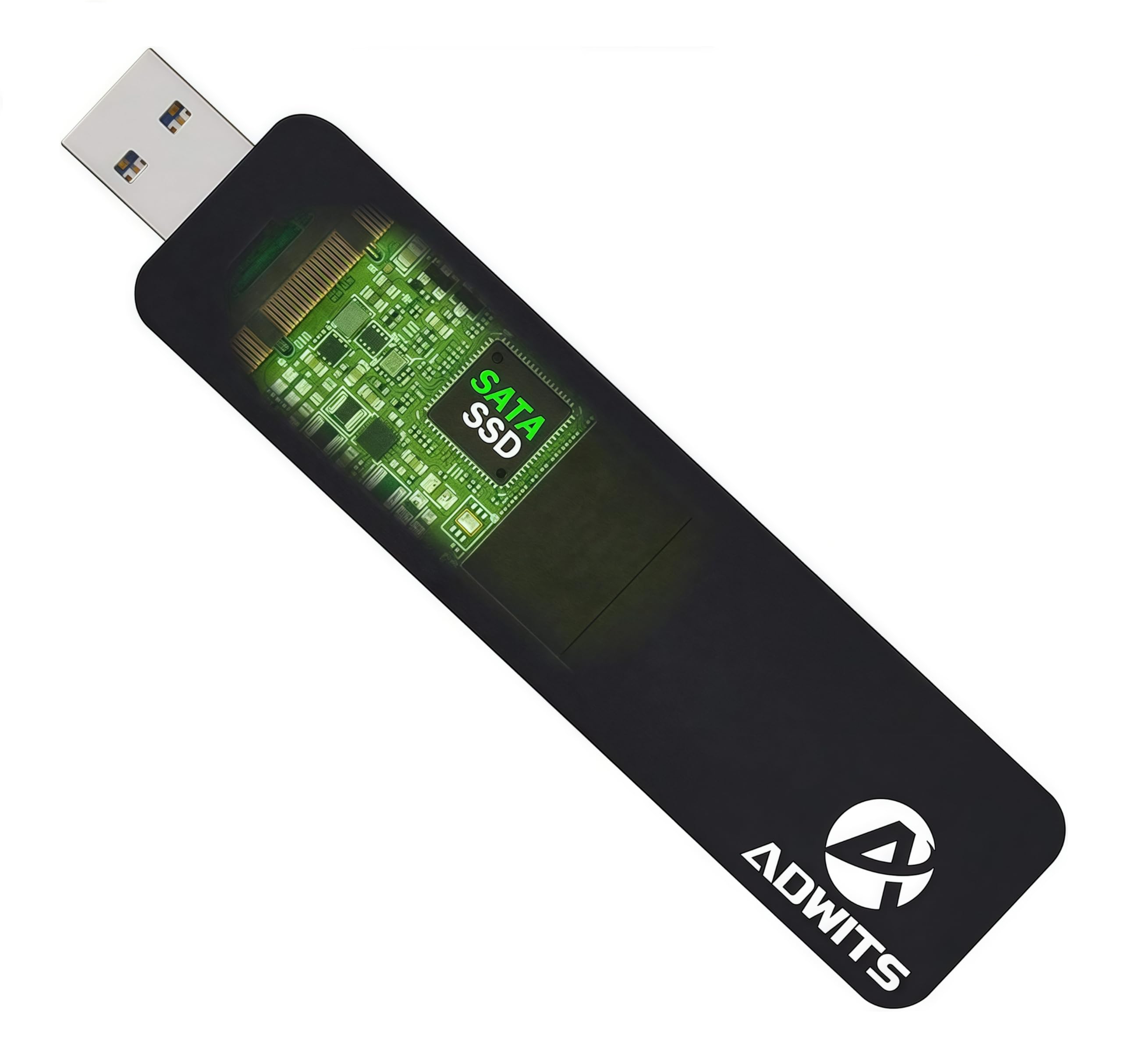 ADWITS USB 3.0 UASP to SATA NGFF M.2 2230/2242/2260/2280 Key B or B&M SSD SuperSpeed Adapter, Cordless External Enclosure Case for Samsung 850 EVO, DREVO Crucial Solid State Drive & More, Black