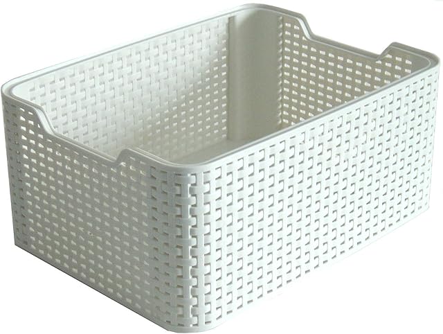 Curver Style Small Rectangular Storage Basket, Vintage White, 6 Litre