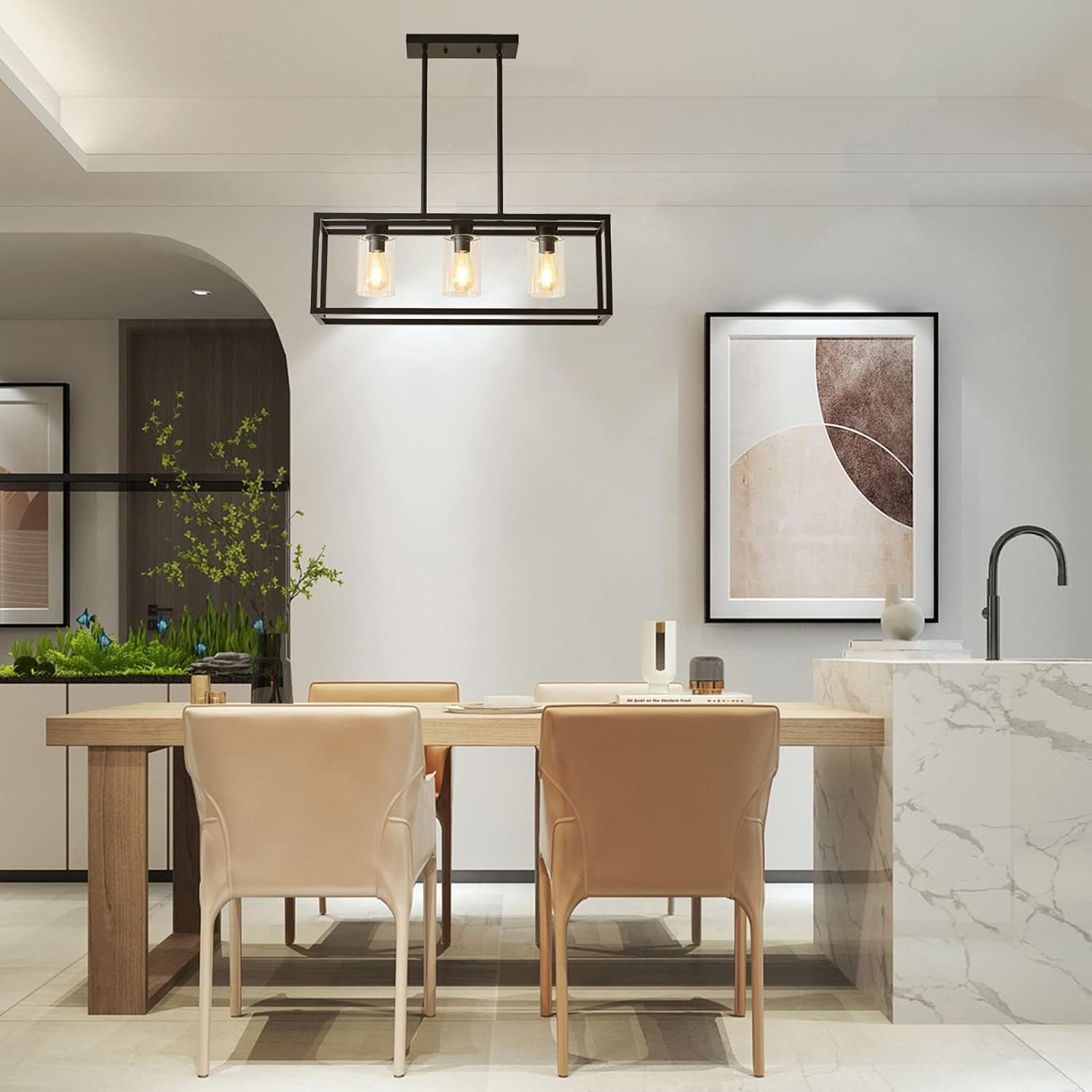 farmhouse dining room light fixture kitchen island pendant lighting rectangle black dining room lighting fixture modern pendant contemporary chandeliers with glass shade adjustable 3 light