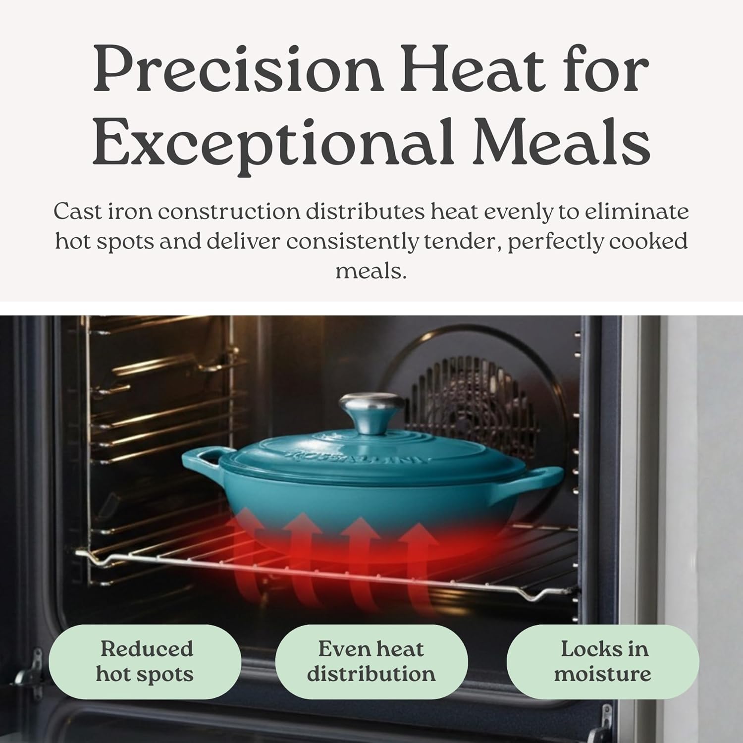 Signature Enameled Cast Iron Braiser, Non-Stick Serving Pot with Tight Fitting Lid for Perfect Roasting, Baking, Sauteing, Searing, and Pan Frying | 1.5Q (1.4L) - Ocean Blue - Image 5