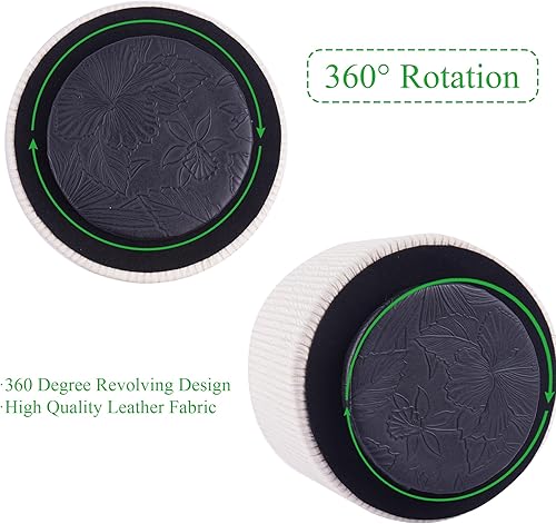 Miniatura 4 de Organizador redondo de cuero para suministros de arte, soporte para control remoto, giro de 360 grados, soporte multifuncional para lápices, 4