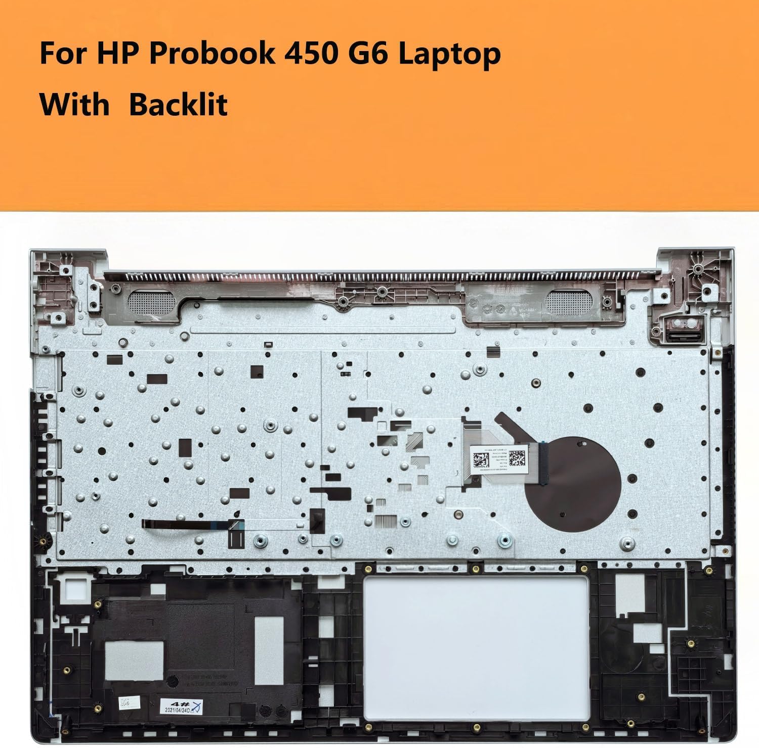L45090-001 Replacement Upper Case Palmrest with Backlit Keyboard for HP Probook 450 G6 G7, 455 G6 G7 Laptops, Silver Top Cover
