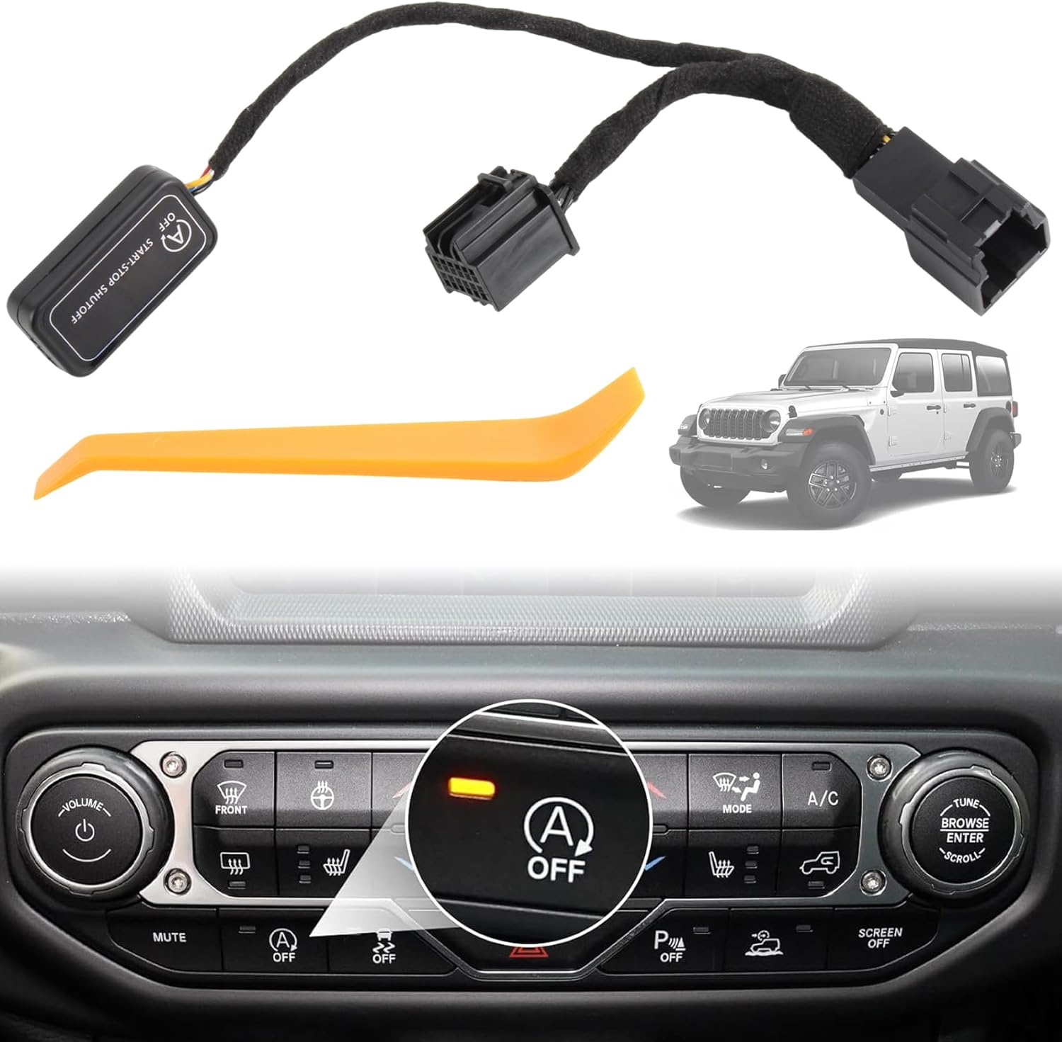 Auto Start Stop Eliminator for 2018-2025 Jeep Wrangler JL JLU & 2020-2025 Jeep Gladiator JT Plug Play Engine System Cable (Not fit 4XE) Automatic Stop-Start Canceller Easy Installation, Black