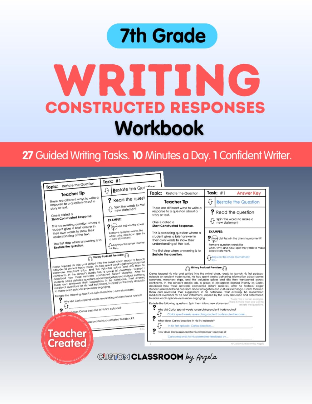 7th Grade Writing Workbook: Constructed Response Practice for Reading Comprehension, STAAR Test Prep, and Summer Learning:: Practice responding to ... STAAR test prep, summer learning, and at-home      Paperback – July 11, 2025