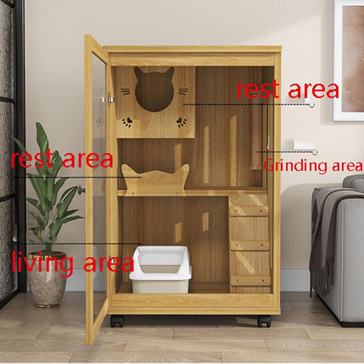 review Cat Condos Cat Cage Ecological Cat Villa Oversized Cat Cage Wooden Cat House Cat Litter Closed Wipeable Cat Villa