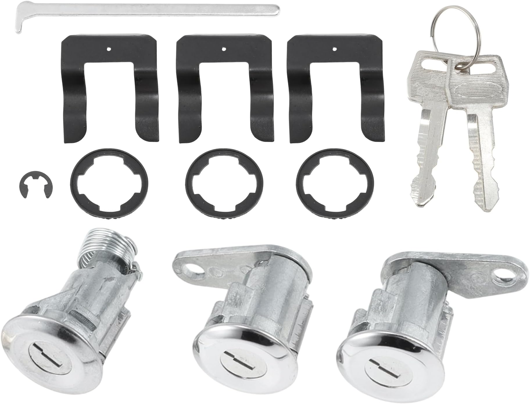 Left Right Side Door Lock Cylinder and Trunk Lock Cylinder with Key Set Replacement for Ford Maverick 1970-1977 for Mustang 1966-1973, for Lincoln for Mercury 12336284/19162033