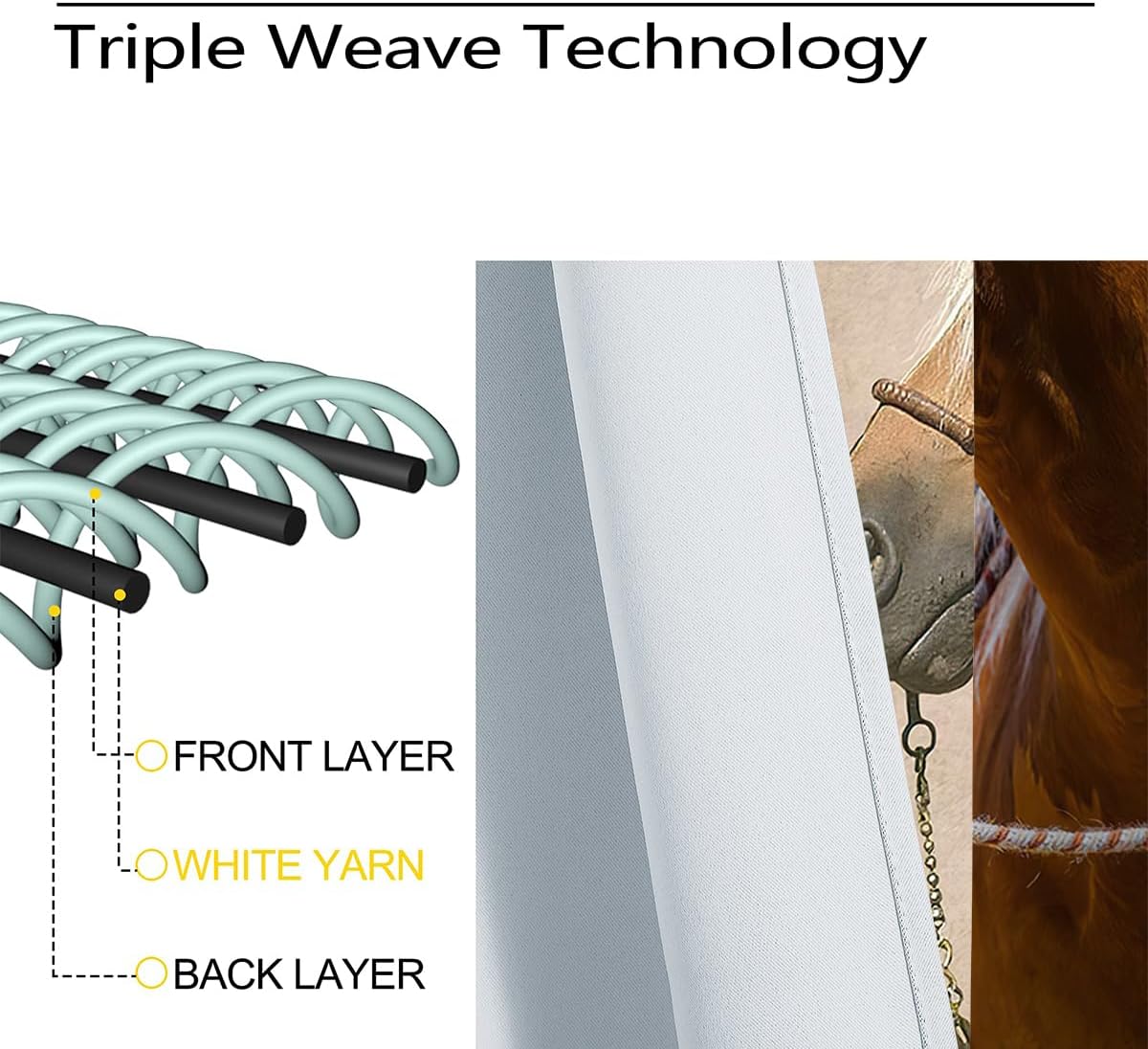 Horse Blackout Curtains Home Decor,Three Horses Rod Pocket Thermal Insulated Drapes Darkening Window Curtain for Girls Boy Bedroom Living Room 63 x 63 Inch