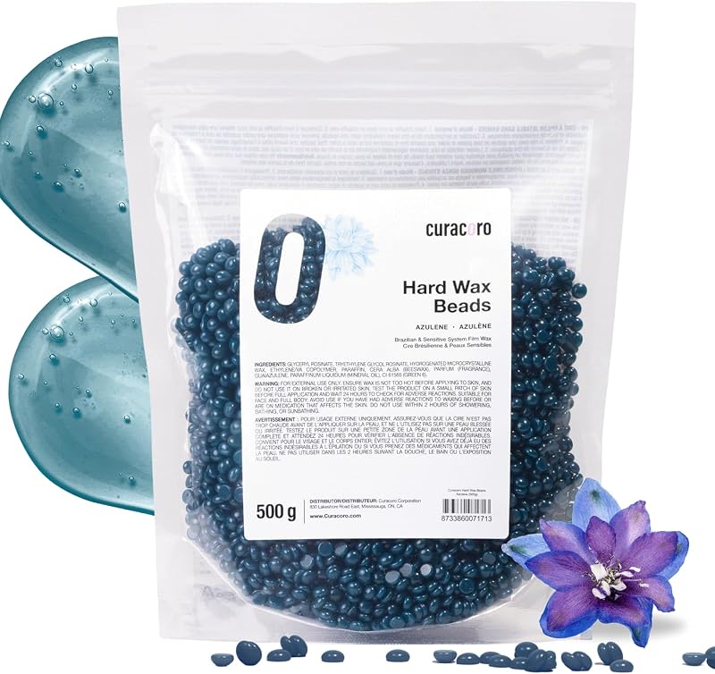 CURACORO Grânulos de Cera Italiana Azulene para Depilação, 500 g