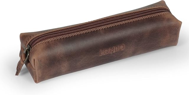 Londo Genuine Leather Zipper Pen, Pencil & Cosmetic Case - Pouch Stationery Bag