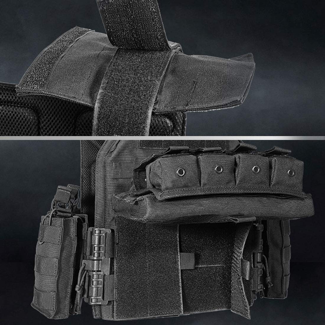 Taktische Weste für Herren, Schnellverschluss CS Trainingsweste mit Magazintaschen, Atmungsaktives Training Schnell Verstellbare Spielweste, Abnehmbare Airsoft Paintball Outdoor CS Spiel