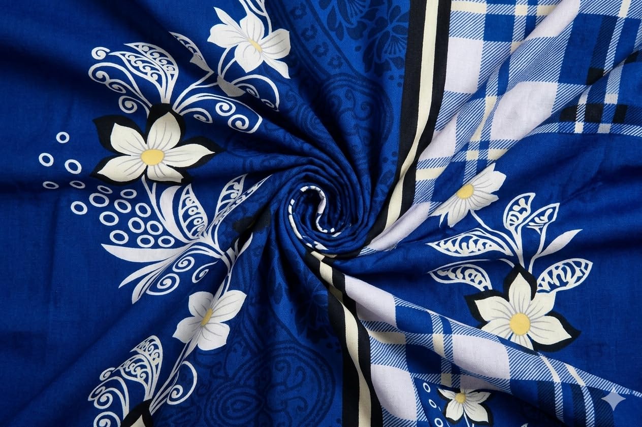 Castiqa Microfibre Unique Patterns Diwan Set Covers 8 Pieces Set of 1 Bedsheet 2 Bolsters and 5 Cushion Covers (Blue Merino) 1
