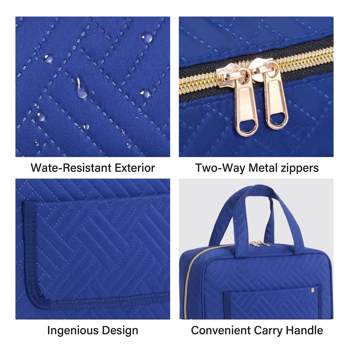 Neceser colgante para mujer, neceser cosmético, bolsa de viaje, color azul | Con ganchos, múltiples compartimentos, almacenamiento transparente para accesorios de maquillaje, viajes, gimnasio, natación