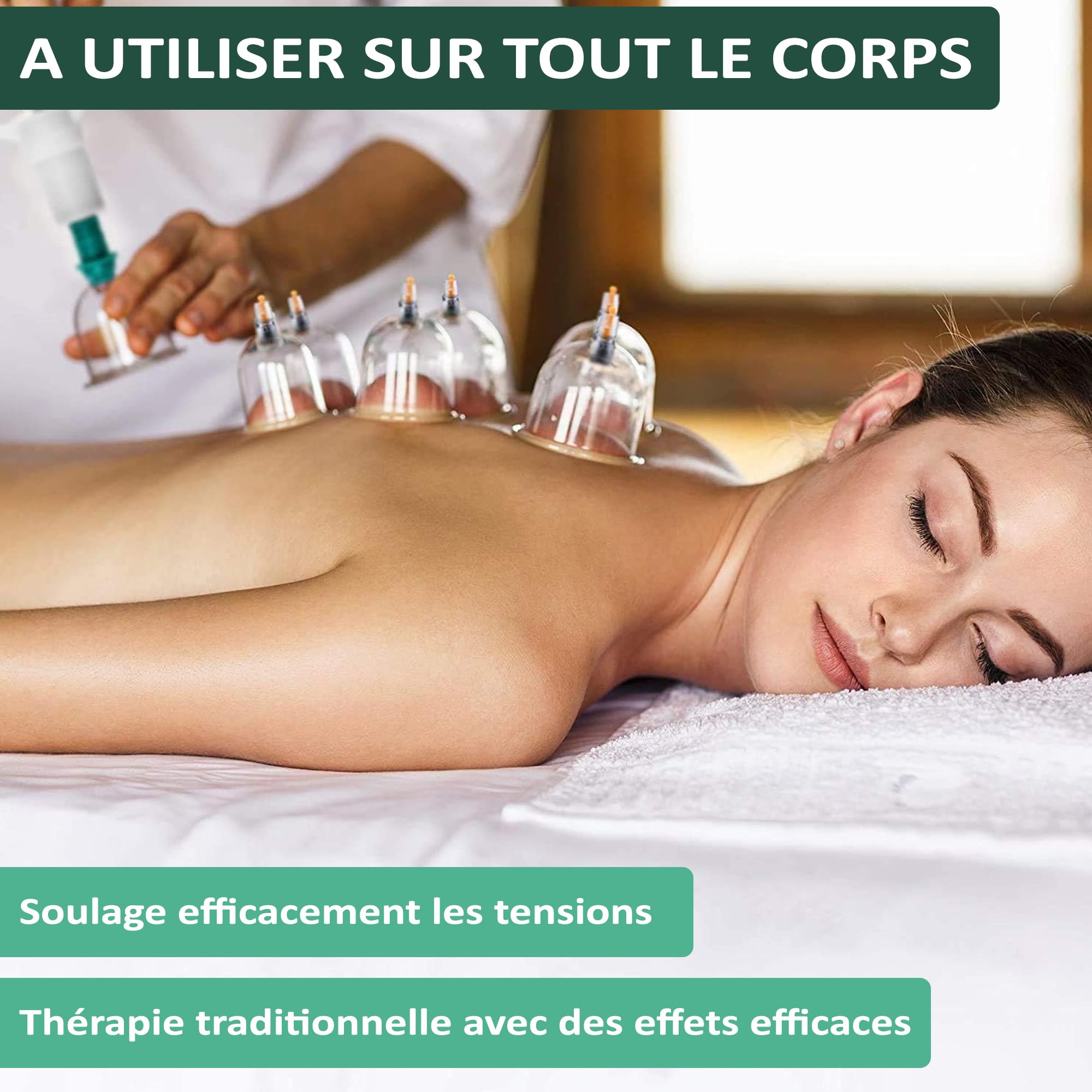 Uplife Kit de 24 Ventouses Thérapeutiques - Ventouse Massage Anti Cellulite Soulage Douleurs Fatigue - Ventouses Chinoises de Cupping Hijama Acupuncture