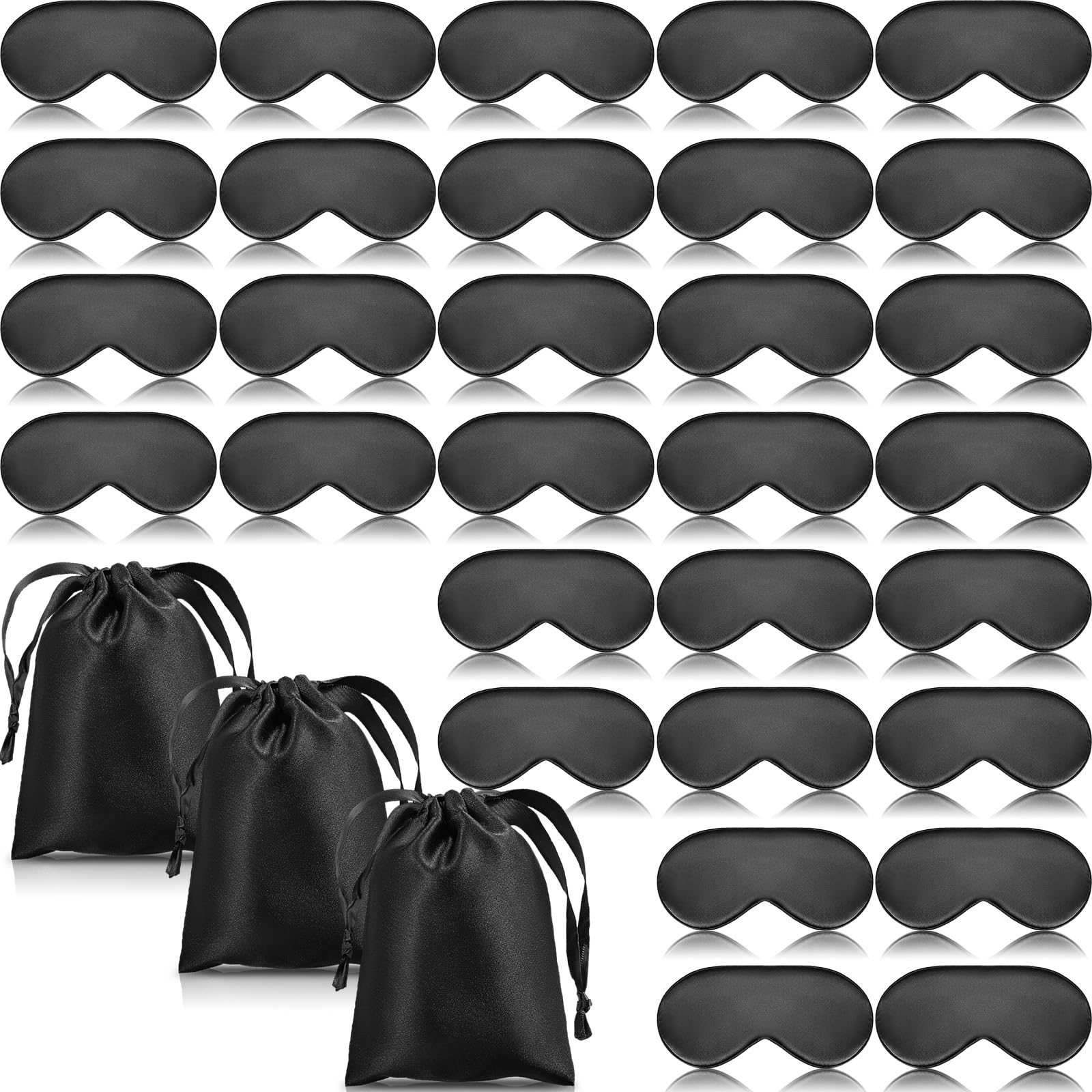 Xtinmee 30 antifaz de seda para dormir, antifaz de seda con correa ajustable, máscara de ojos para dormir, cubierta de ojos para mujeres y hombres, viajes (negro)