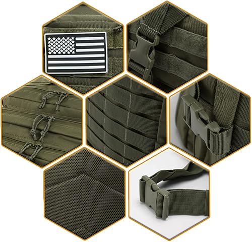 Miniatura 6 de QT&QY 45L Military Tactical Backpacks For Men Camping Hiking Trekking Daypack Bug Out Bag Lage MOLLE 3 Day Assault Pack