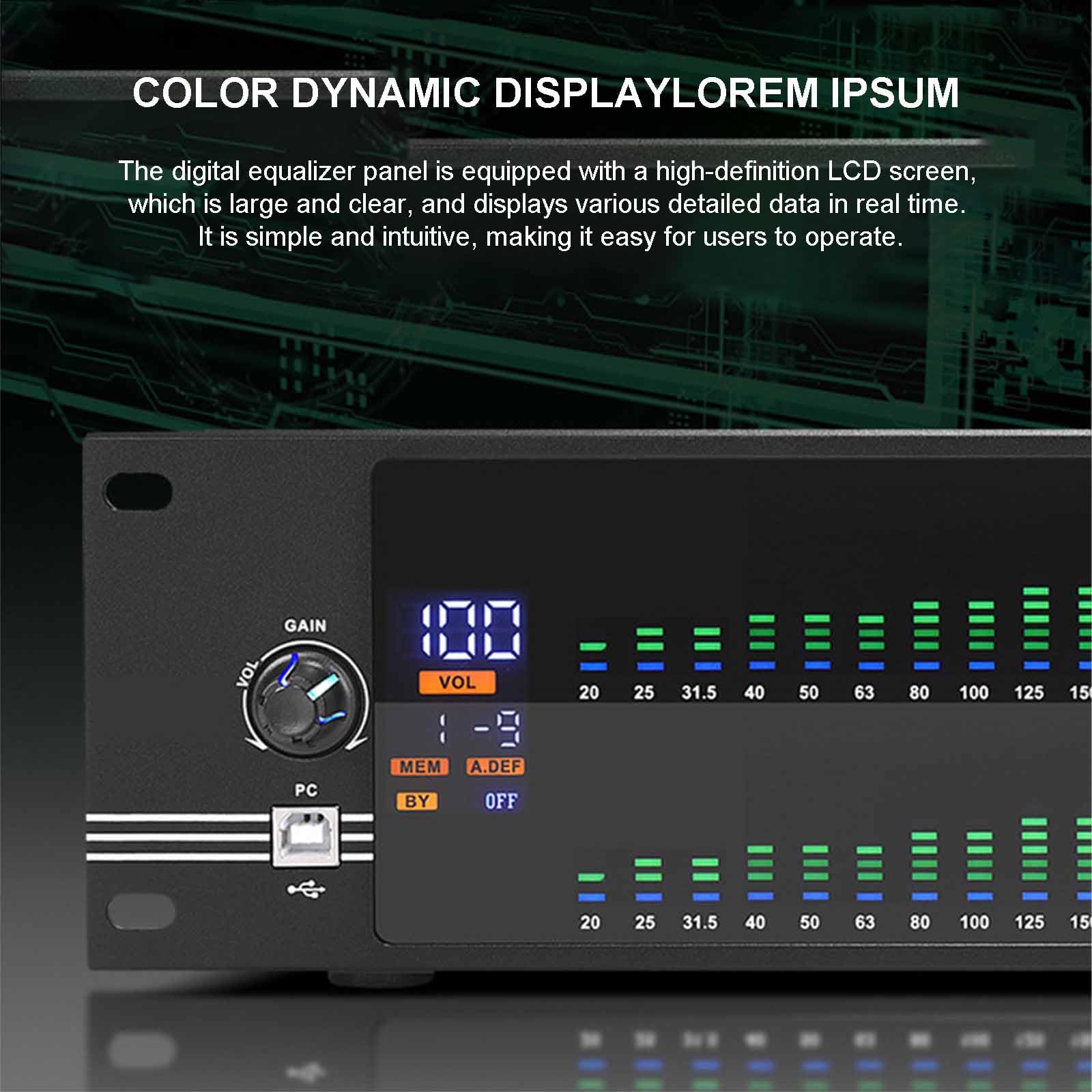 Equalizzatore grafico stereo a 31 bande con riduzione del rumore, 10 preset, killer automatico del feedback e controllo indipendente dei bassi/medi/alti per prestazioni dal vivo e studio
