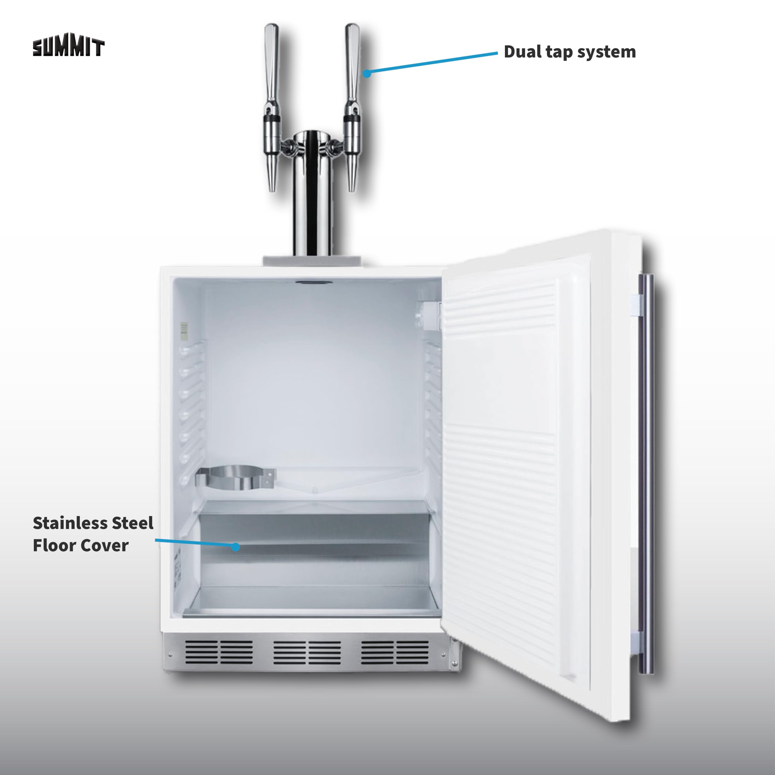 Summit 24" Nitro Cold Brew Kegerator, Dual Stout Style Tap Kit, ADA Compliant, Stainless Steel- Sbc58blbiadancftwin on Fridge.com - View 2