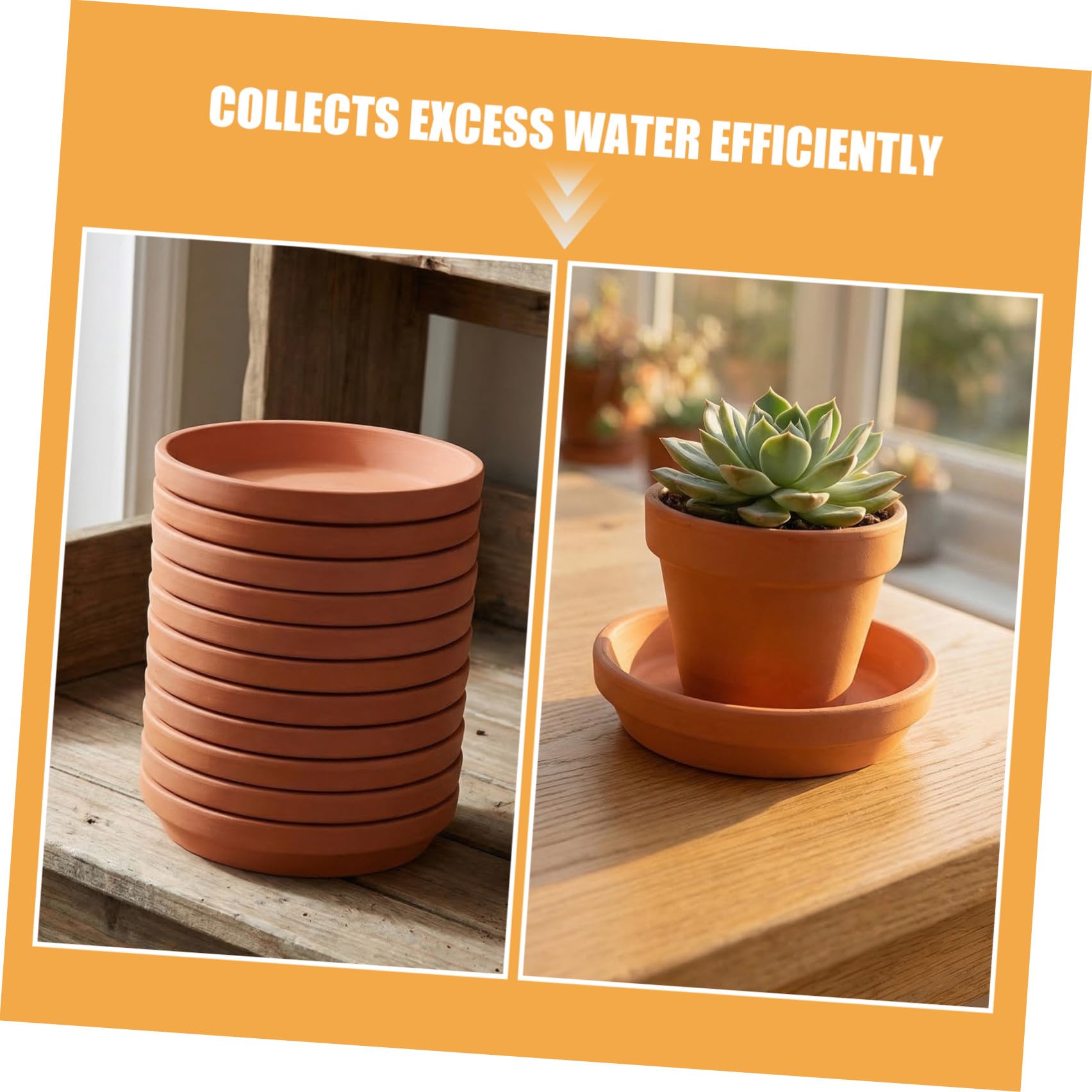 VALICLUD 12 Piezas Bandeja Redonda Platillo Estable de Terracota, Recoge Agua Diseño Fácil Limpieza, para Macetas de 4,5 Pulgadas para Plantas de Interior y Balcón