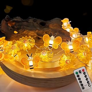 Bee Lights Bee Decorations,USB & Battery Operated String Lights 10FT 30LED Bumble Bees Honeybee Sunflower Fairy Lights for Bedroom Wedding Xmas Party Spring Summer Decor Women Girls Gift