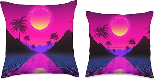 Miniatura 3 de PP Accessories Retrowave 80s Synthwave Vaporwave Throw Pillow, 18x18, Multicolor