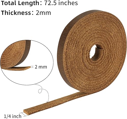 Miniatura 3 de Ringsun Tiras de cuero planas de 14 pulgadas de ancho para manualidades, correas de cuero de grano completo para manualidades, herramientas (0.079