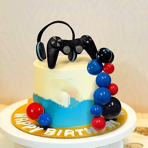 Miniatura 3 de 26 piezas de temas de videojuegos para decoración de tartas, auriculares para decoración de tartas, controlador de bola, decoración de pasteles para