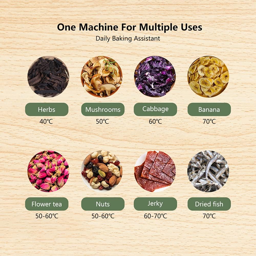 Household Food Dryer with 5 Layers Tray Height Adjustable, Fruit Dehydrator Machine 8 Levels of Temperature Adjustable(35-70°C), 400W Ultra-Low Power Consumption Low Noise