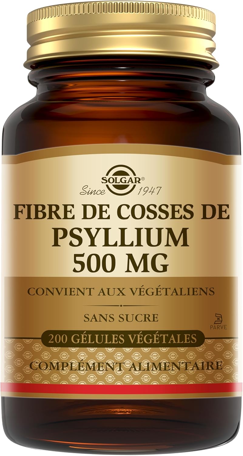 Solgar Psyllium 500 mg – Intestinal Comfort – Vegan – 200 Vegetable Capsules | Plant Fibre for Intestinal Transit & Digestive Comfort, Facilitates Intestinal Function, 3 Months, Dietary Supplement