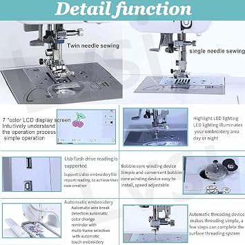 Automatic Embroidery Sewing Machine, Multifunction Electric Embroidery Machine, Embroidery Area 4 X 4/4 X 9.2, For Clothing, Home Decor, Quilts, Crafts