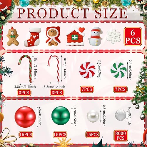 Miniatura 2 de 8071 cuentas de gel de agua de relleno de jarrones de Navidad para decoración de jarrones, bastones de caramelo acrílicos verdes y rojos, decoración