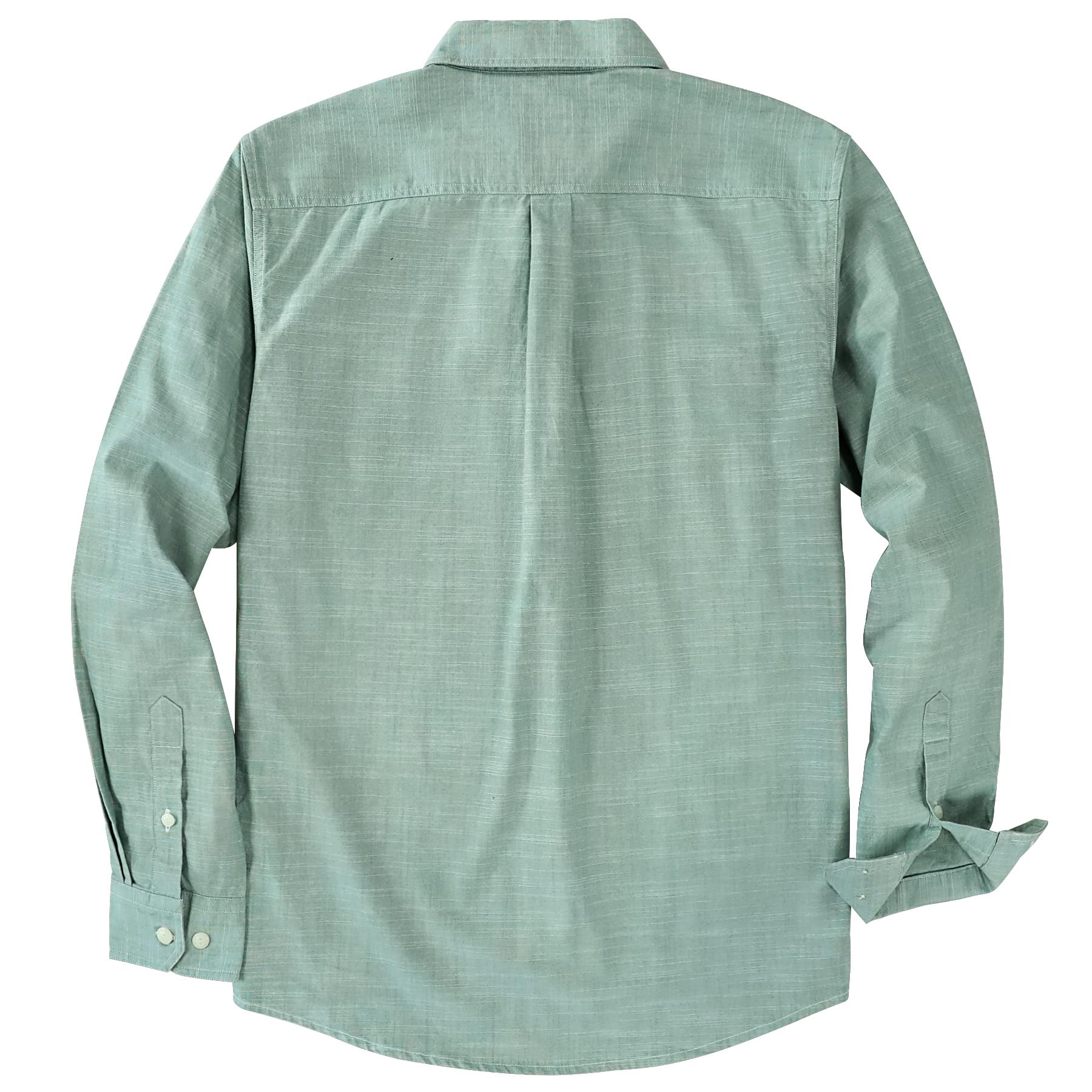 Dubinik® Camicia Uomo Chambray Lavoro Cotone Bottone Manica Lunga Due Tasche Casual
