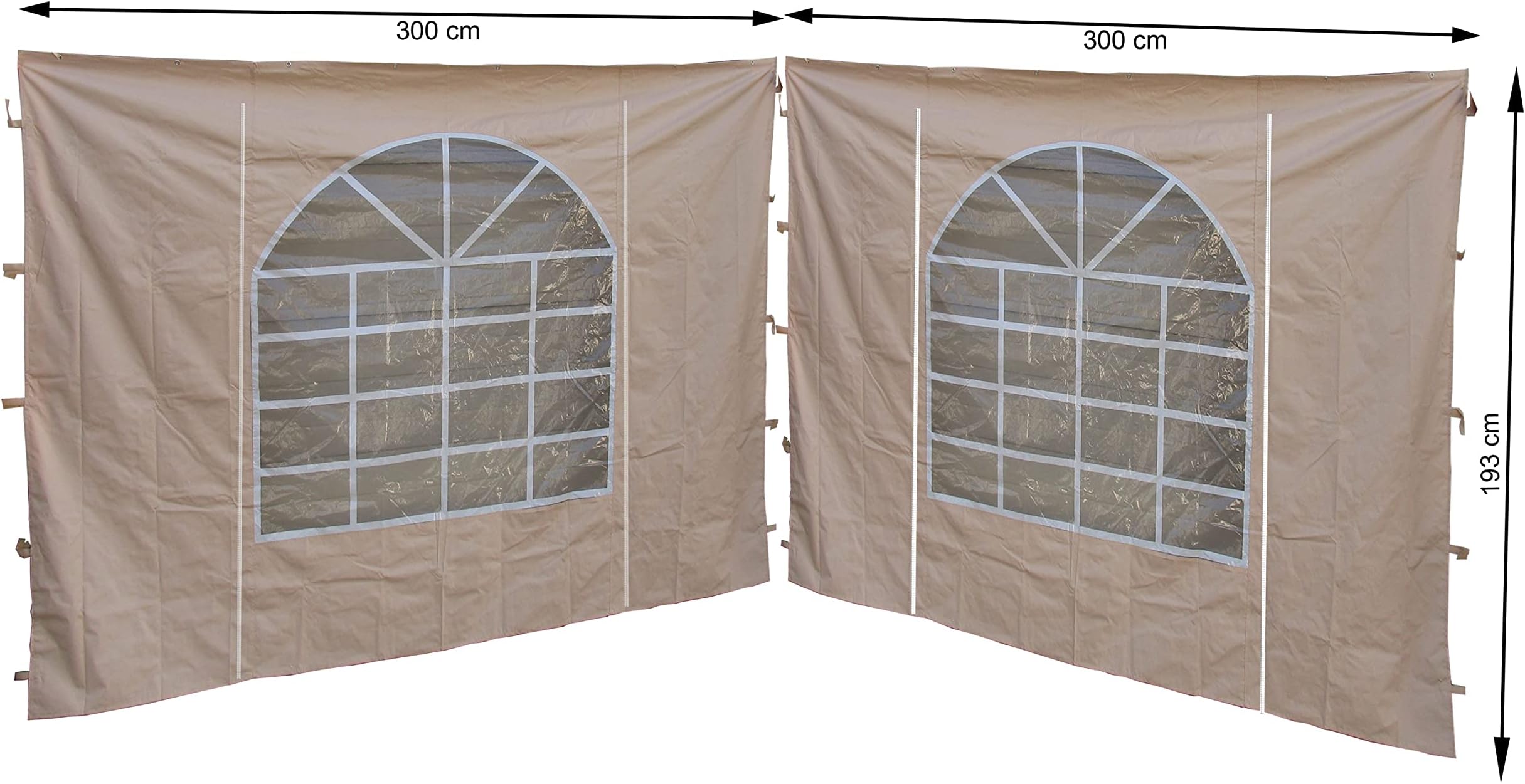 Quick-Star 2 Curtains Side Panels with PVC Window 300 x 195 cm for Sahara Gazebo 3 x 3 m Side Wall