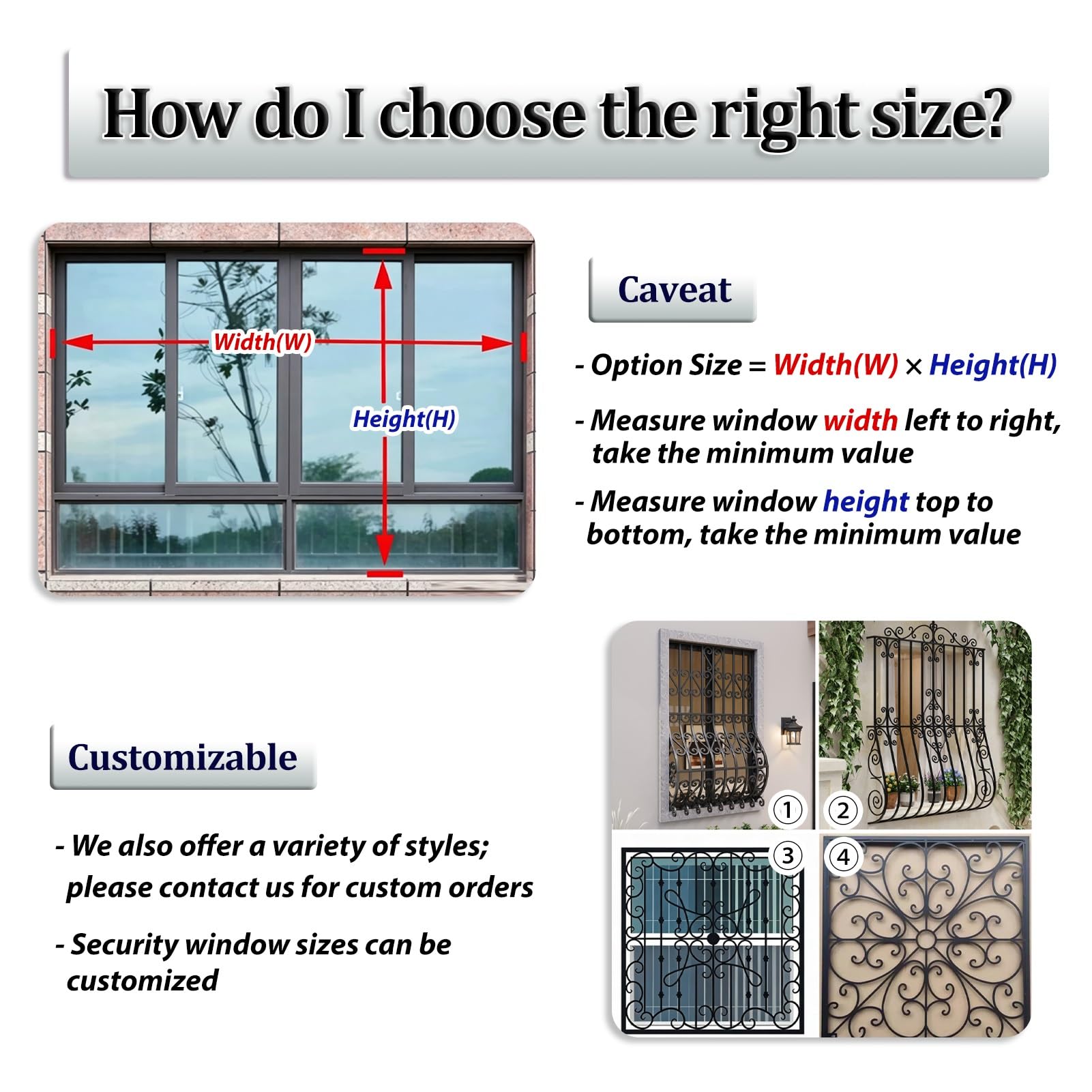 Reja Ventana Reja de Seguridad Grande de Hierro con Diseño Floral para Ventanas, Reja de Seguridad Vintage Resistente Ventanas, Barras Seguridad Integradas Antirrobo(W40xH40cm/16x16in)