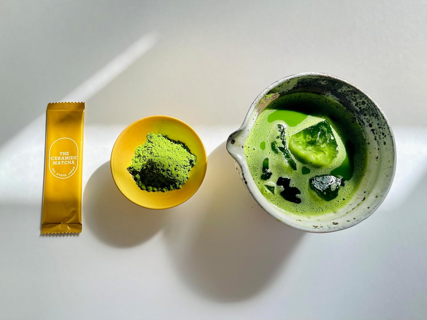 THE CERAMIDE MATCHA Hydration Beauty Drink Ceremonial Grade Uji Kyoto Japan One Stick Provides 2gr of Matcha and 1200 μg of Ceramide Moisturizing Skin