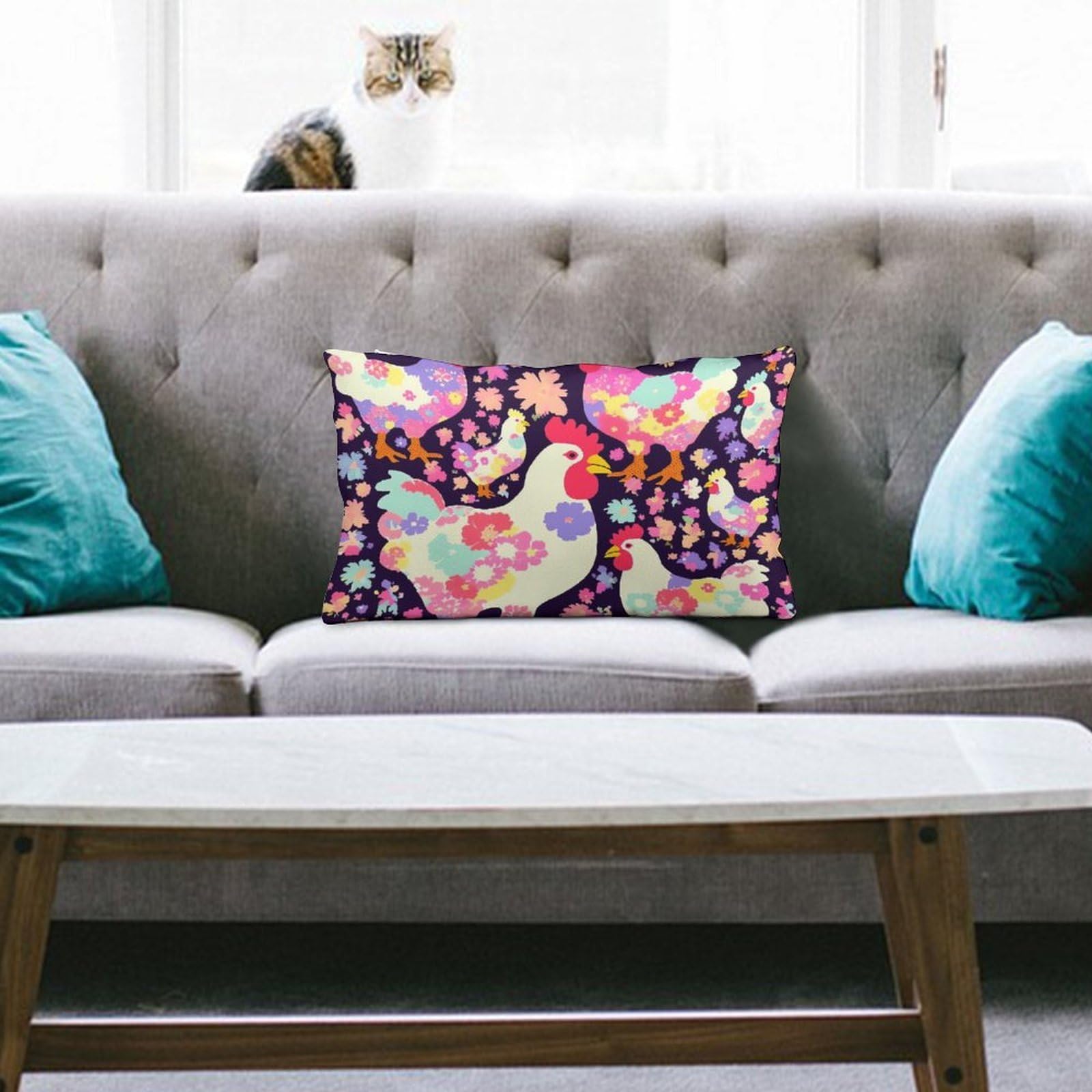 NTVOWPZO Decoration Throw Pillow Covers 8"x12" Pillowcases Covers Flower Heart Chicken Soft Pillowcases Modern Farmhouse Home Decor Sofa Cushions Covers for Couch Bed Living Room