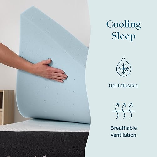 Miniatura 2 de Espuma viscoelástica de gel de 3 pulgadas para poner arriba del colchón, marca Lucid, Memory Foam, Azul