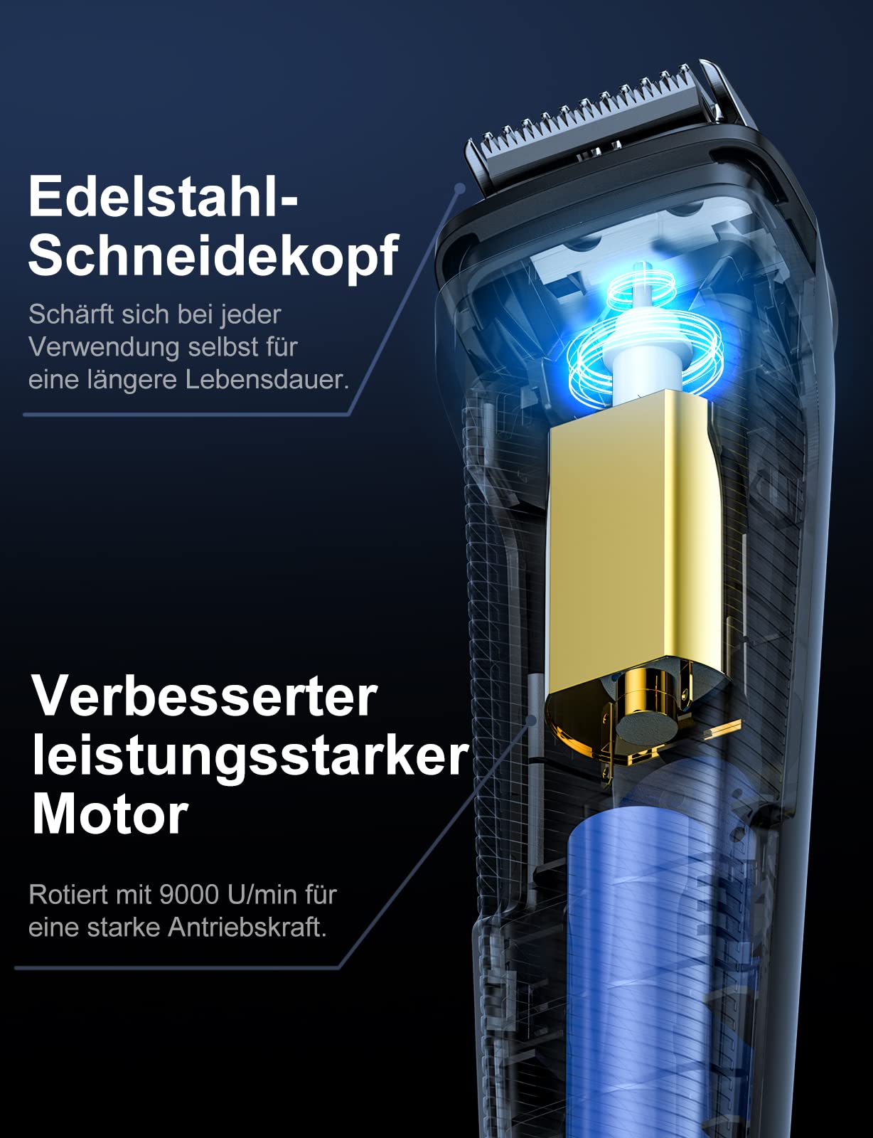 Barttrimmer Herren Bartschneider, All-in-1 Rasierer Herren Elektrisch Nasenhaartrimmer Haarschneidemaschine Kabellos, USB Wiederaufladbar,7 Aufsteckkämme & Ultrascharfer Klingem,Geschenke für Männer