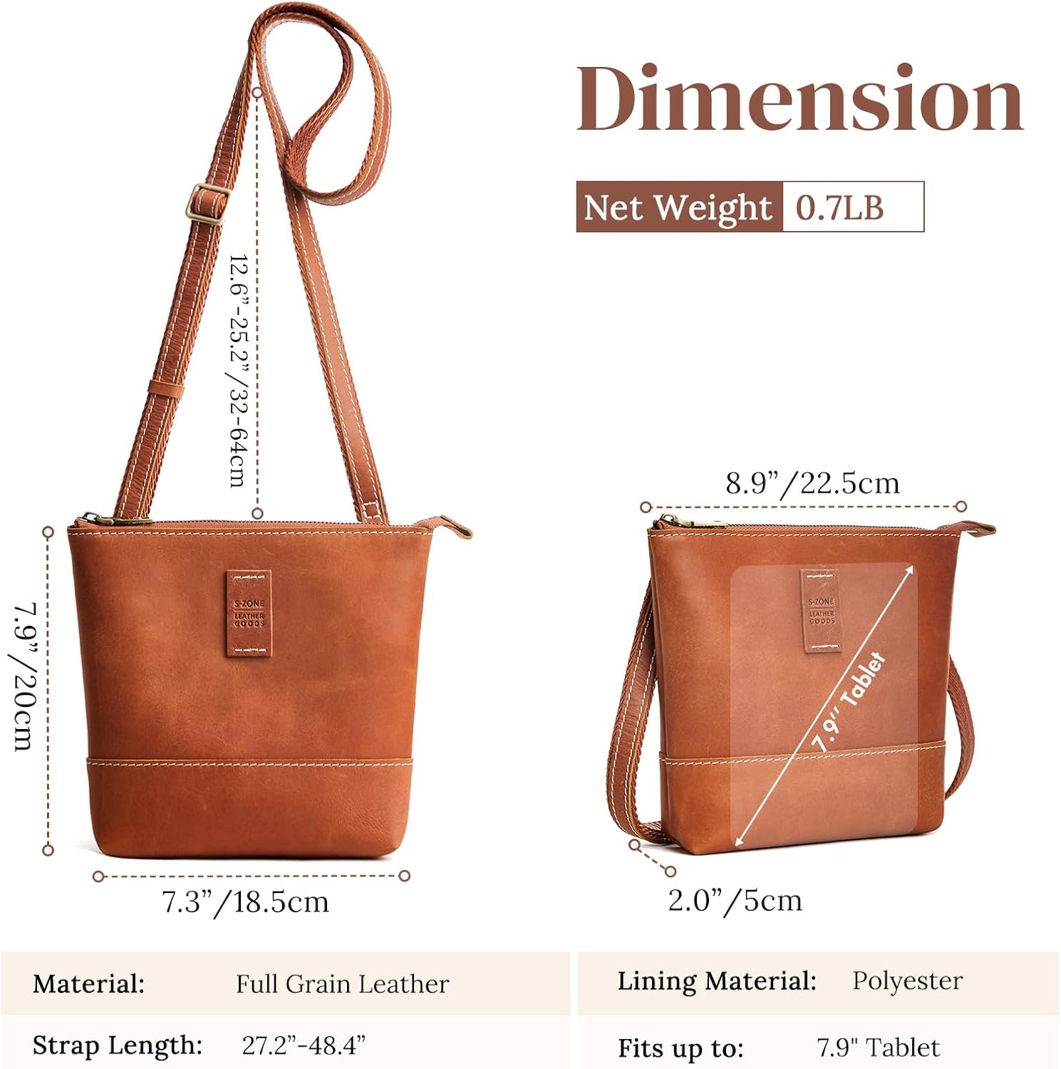 S-ZONE Leather Crossbody Bags for Women Small Over the Shoulder Purses and Handbags Trendy - Image 4