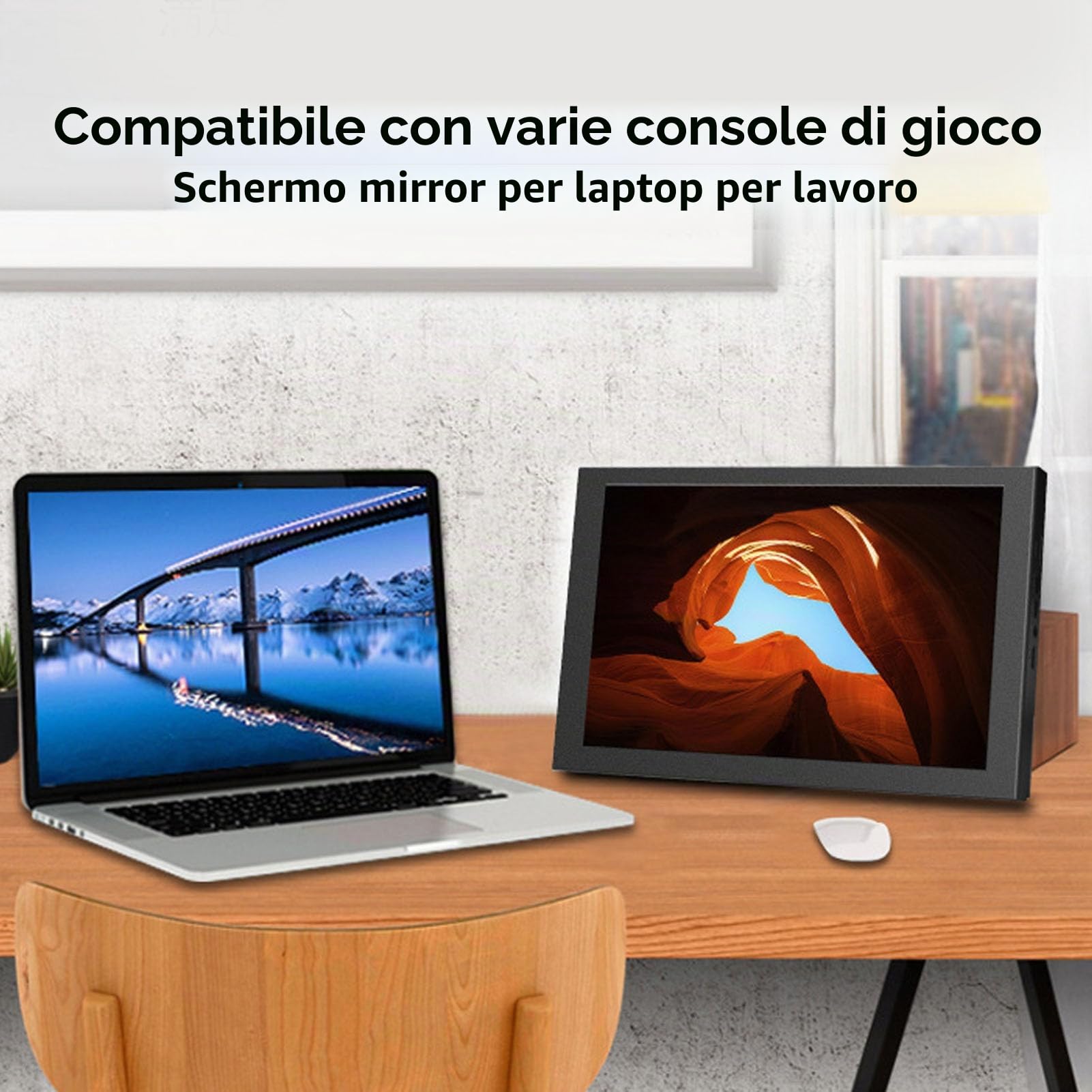 Elprico Schermo IPS da 10 Pollici Mini Monitor con Angolo di Visualizzazione a 178 °, Multimedia HD per DVR da Gioco, Lavoro per Uffici dello Schermo a Specchio, Altoparlanti Integrati,