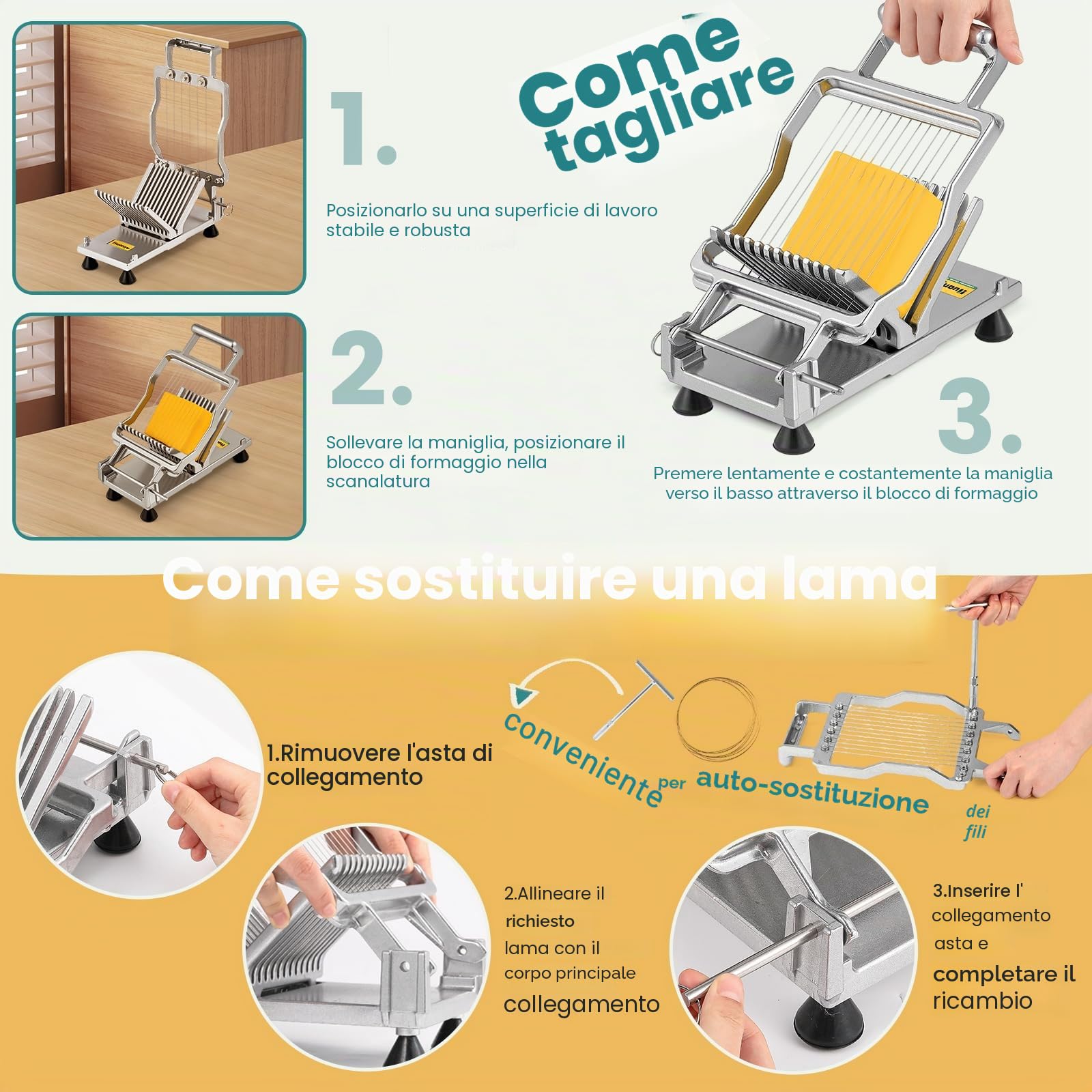 Huanyu commerciale formaggio affettatrice burro 1 cm&2 cm Cheeser tagliere in acciaio INOX filo making dolce lama durevole cucina cottura cottura strumento