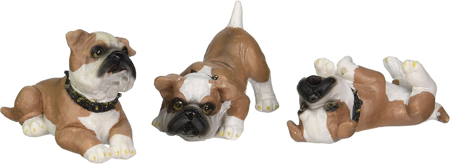 Design Toscano Stop, Drop and Roll British Bulldog Puppy Statues - Set of 3